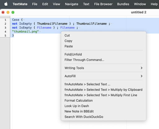 fmAutoMate Services in TextMate editor