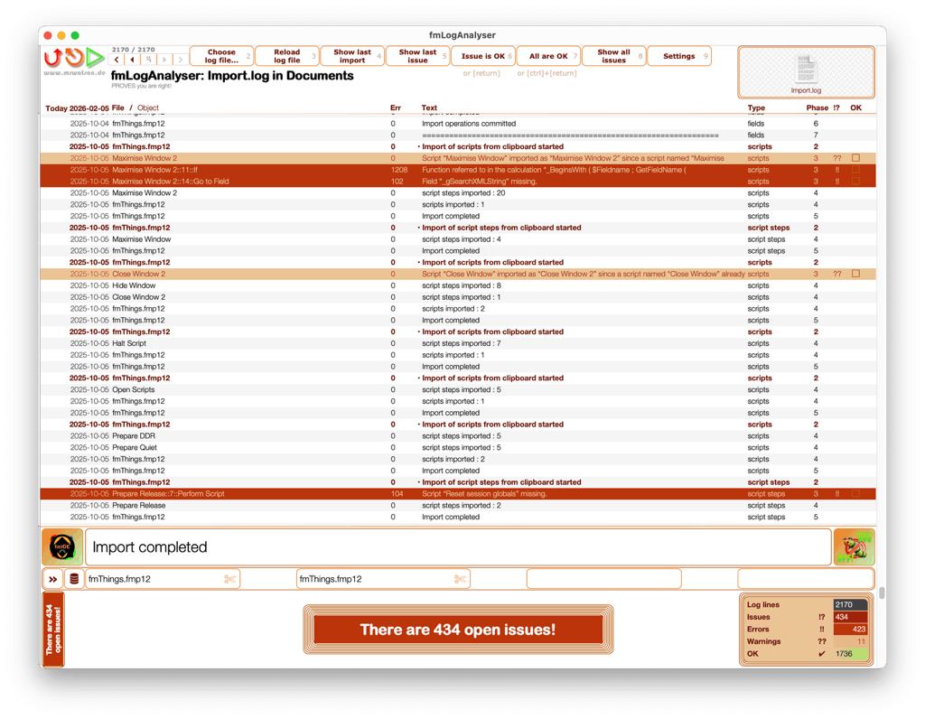 fmLogAnalyser Screenshot