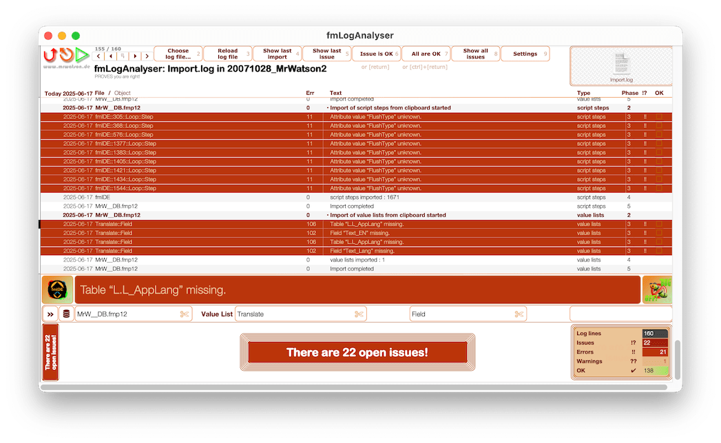 fmIDE button in fmLogAnalyser