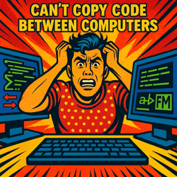 Can't copy code between computers