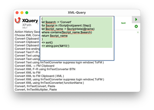 XQuery in fmCheckMate